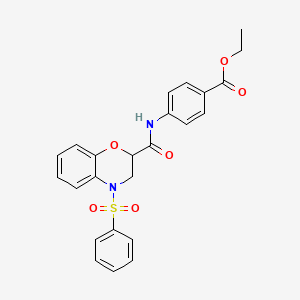 molecular formula C24H22N2O6S B11249705 ethyl 4-({[4-(phenylsulfonyl)-3,4-dihydro-2H-1,4-benzoxazin-2-yl]carbonyl}amino)benzoate 