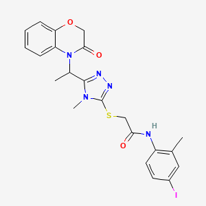 molecular formula C22H22IN5O3S B11249769 N-(4-iodo-2-methylphenyl)-2-({4-methyl-5-[1-(3-oxo-2,3-dihydro-4H-1,4-benzoxazin-4-yl)ethyl]-4H-1,2,4-triazol-3-yl}sulfanyl)acetamide 