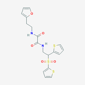 molecular formula C18H18N2O5S3 B11249772 N1-(2-(furan-2-yl)ethyl)-N2-(2-(thiophen-2-yl)-2-(thiophen-2-ylsulfonyl)ethyl)oxalamide 