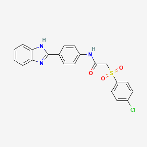 molecular formula C21H16ClN3O3S B11250237 N-(4-(1H-benzo[d]imidazol-2-yl)phenyl)-2-((4-chlorophenyl)sulfonyl)acetamide 