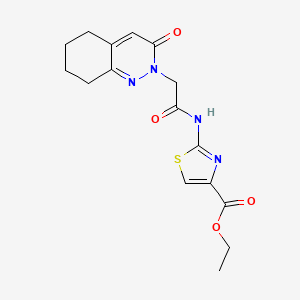 molecular formula C16H18N4O4S B11250453 ethyl 2-{[(3-oxo-5,6,7,8-tetrahydrocinnolin-2(3H)-yl)acetyl]amino}-1,3-thiazole-4-carboxylate 