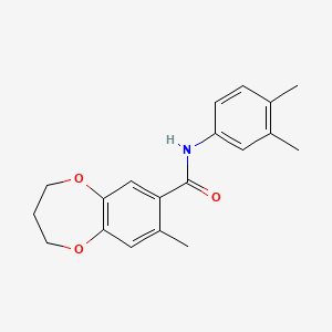 molecular formula C19H21NO3 B11250527 N-(3,4-dimethylphenyl)-8-methyl-3,4-dihydro-2H-1,5-benzodioxepine-7-carboxamide 