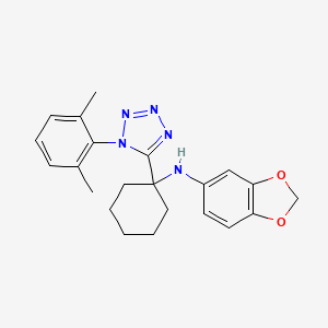 molecular formula C22H25N5O2 B11250681 N-{1-[1-(2,6-dimethylphenyl)-1H-tetrazol-5-yl]cyclohexyl}-1,3-benzodioxol-5-amine 