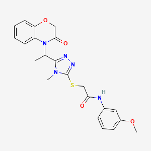 molecular formula C22H23N5O4S B11250807 N-(3-methoxyphenyl)-2-({4-methyl-5-[1-(3-oxo-2,3-dihydro-4H-1,4-benzoxazin-4-yl)ethyl]-4H-1,2,4-triazol-3-yl}sulfanyl)acetamide 