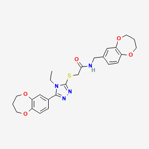 molecular formula C25H28N4O5S B11250833 2-{[5-(3,4-dihydro-2H-1,5-benzodioxepin-7-yl)-4-ethyl-4H-1,2,4-triazol-3-yl]sulfanyl}-N-(3,4-dihydro-2H-1,5-benzodioxepin-7-ylmethyl)acetamide 