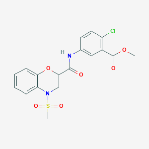 molecular formula C18H17ClN2O6S B11251103 methyl 2-chloro-5-({[4-(methylsulfonyl)-3,4-dihydro-2H-1,4-benzoxazin-2-yl]carbonyl}amino)benzoate 