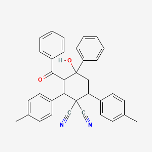molecular formula C35H30N2O2 B11251204 3-Benzoyl-4-hydroxy-2,6-bis(4-methylphenyl)-4-phenylcyclohexane-1,1-dicarbonitrile 