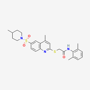 molecular formula C26H31N3O3S2 B11251389 N-(2,6-dimethylphenyl)-2-({4-methyl-6-[(4-methylpiperidin-1-yl)sulfonyl]quinolin-2-yl}sulfanyl)acetamide 