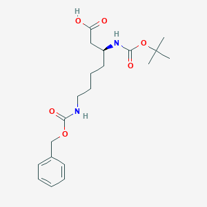 molecular formula C20H30N2O6 B112514 (S)-7-(((Benzyloxy)carbonyl)amino)-3-((tert-butoxycarbonyl)amino)heptanoic acid CAS No. 346694-77-7