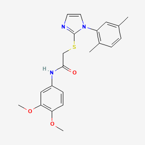 molecular formula C21H23N3O3S B11251456 N-(3,4-dimethoxyphenyl)-2-((1-(2,5-dimethylphenyl)-1H-imidazol-2-yl)thio)acetamide 