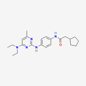 molecular formula C22H31N5O B11251506 2-cyclopentyl-N-(4-{[4-(diethylamino)-6-methylpyrimidin-2-yl]amino}phenyl)acetamide 