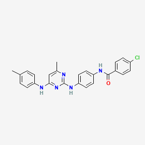 molecular formula C25H22ClN5O B11251507 4-chloro-N-[4-({4-methyl-6-[(4-methylphenyl)amino]pyrimidin-2-yl}amino)phenyl]benzamide 