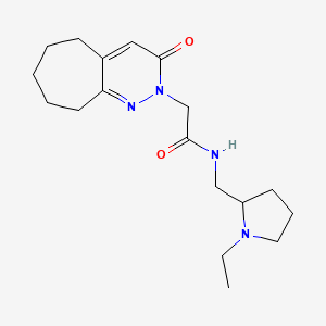 molecular formula C18H28N4O2 B11251613 N-((1-ethylpyrrolidin-2-yl)methyl)-2-(3-oxo-3,5,6,7,8,9-hexahydro-2H-cyclohepta[c]pyridazin-2-yl)acetamide 