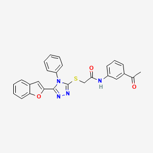 molecular formula C26H20N4O3S B11251650 N-(3-acetylphenyl)-2-{[5-(1-benzofuran-2-yl)-4-phenyl-4H-1,2,4-triazol-3-yl]sulfanyl}acetamide 