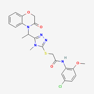 molecular formula C22H22ClN5O4S B11251655 N-(5-chloro-2-methoxyphenyl)-2-({4-methyl-5-[1-(3-oxo-2,3-dihydro-4H-1,4-benzoxazin-4-yl)ethyl]-4H-1,2,4-triazol-3-yl}sulfanyl)acetamide 