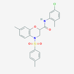 molecular formula C24H23ClN2O4S B11251755 N-(5-chloro-2-methylphenyl)-7-methyl-4-[(4-methylphenyl)sulfonyl]-3,4-dihydro-2H-1,4-benzoxazine-2-carboxamide 