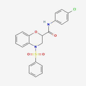 molecular formula C21H17ClN2O4S B11251760 N-(4-chlorophenyl)-4-(phenylsulfonyl)-3,4-dihydro-2H-1,4-benzoxazine-2-carboxamide 