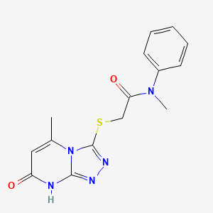 molecular formula C15H15N5O2S B11251931 N-Methyl-2-({5-methyl-7-oxo-7H,8H-[1,2,4]triazolo[4,3-A]pyrimidin-3-YL}sulfanyl)-N-phenylacetamide 