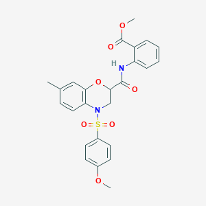 molecular formula C25H24N2O7S B11251962 methyl 2-[({4-[(4-methoxyphenyl)sulfonyl]-7-methyl-3,4-dihydro-2H-1,4-benzoxazin-2-yl}carbonyl)amino]benzoate 