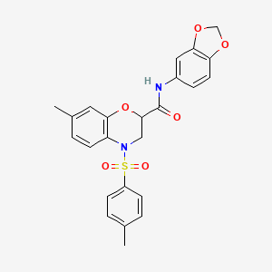 molecular formula C24H22N2O6S B11251970 N-(1,3-benzodioxol-5-yl)-7-methyl-4-[(4-methylphenyl)sulfonyl]-3,4-dihydro-2H-1,4-benzoxazine-2-carboxamide 