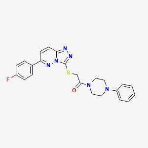 molecular formula C23H21FN6OS B11252029 2-((6-(4-Fluorophenyl)-[1,2,4]triazolo[4,3-b]pyridazin-3-yl)thio)-1-(4-phenylpiperazin-1-yl)ethanone 