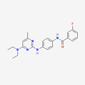 molecular formula C22H24FN5O B11252040 N-(4-{[4-(diethylamino)-6-methylpyrimidin-2-yl]amino}phenyl)-3-fluorobenzamide 