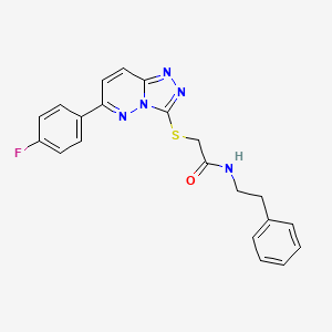 molecular formula C21H18FN5OS B11252052 2-((6-(4-fluorophenyl)-[1,2,4]triazolo[4,3-b]pyridazin-3-yl)thio)-N-phenethylacetamide 