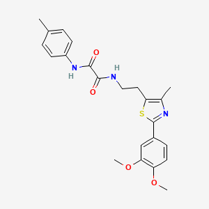 molecular formula C23H25N3O4S B11252174 N1-(2-(2-(3,4-dimethoxyphenyl)-4-methylthiazol-5-yl)ethyl)-N2-(p-tolyl)oxalamide 