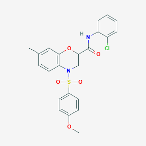 molecular formula C23H21ClN2O5S B11252232 N-(2-chlorophenyl)-4-[(4-methoxyphenyl)sulfonyl]-7-methyl-3,4-dihydro-2H-1,4-benzoxazine-2-carboxamide 