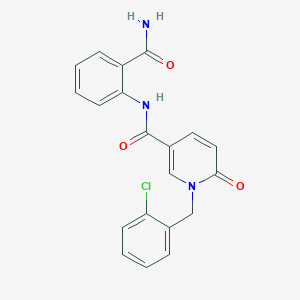 molecular formula C20H16ClN3O3 B11252235 N-(2-carbamoylphenyl)-1-(2-chlorobenzyl)-6-oxo-1,6-dihydropyridine-3-carboxamide 