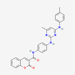 molecular formula C28H23N5O3 B11252327 N-(4-((4-methyl-6-(p-tolylamino)pyrimidin-2-yl)amino)phenyl)-2-oxo-2H-chromene-3-carboxamide 