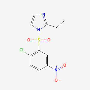 molecular formula C11H10ClN3O4S B11252357 1-[(2-chloro-5-nitrophenyl)sulfonyl]-2-ethyl-1H-imidazole 