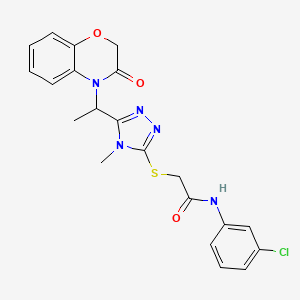 molecular formula C21H20ClN5O3S B11252371 N-(3-chlorophenyl)-2-({4-methyl-5-[1-(3-oxo-2,3-dihydro-4H-1,4-benzoxazin-4-yl)ethyl]-4H-1,2,4-triazol-3-yl}sulfanyl)acetamide 