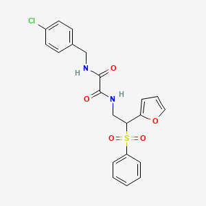 molecular formula C21H19ClN2O5S B11252493 N-[2-(benzenesulfonyl)-2-(furan-2-yl)ethyl]-N'-[(4-chlorophenyl)methyl]ethanediamide 