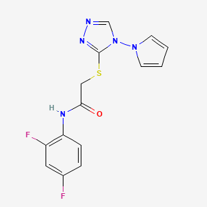 molecular formula C14H11F2N5OS B11252734 N-(2,4-difluorophenyl)-2-{[4-(1H-pyrrol-1-yl)-4H-1,2,4-triazol-3-yl]sulfanyl}acetamide 