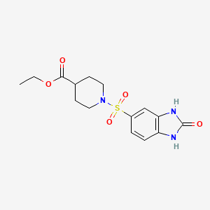 molecular formula C15H19N3O5S B11252920 ethyl 1-[(2-oxo-2,3-dihydro-1H-benzimidazol-5-yl)sulfonyl]piperidine-4-carboxylate 