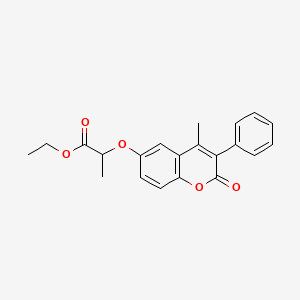 molecular formula C21H20O5 B11252937 ethyl 2-[(4-methyl-2-oxo-3-phenyl-2H-chromen-6-yl)oxy]propanoate 