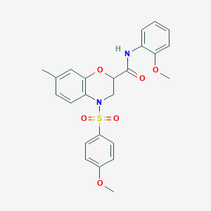 molecular formula C24H24N2O6S B11252946 N-(2-methoxyphenyl)-4-[(4-methoxyphenyl)sulfonyl]-7-methyl-3,4-dihydro-2H-1,4-benzoxazine-2-carboxamide 