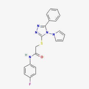 molecular formula C20H16FN5OS B11253057 N-(4-fluorophenyl)-2-{[5-phenyl-4-(1H-pyrrol-1-yl)-4H-1,2,4-triazol-3-yl]sulfanyl}acetamide 
