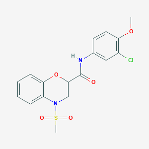 molecular formula C17H17ClN2O5S B11253084 N-(3-chloro-4-methoxyphenyl)-4-(methylsulfonyl)-3,4-dihydro-2H-1,4-benzoxazine-2-carboxamide 