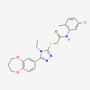 molecular formula C22H23ClN4O3S B11253186 N-(5-chloro-2-methylphenyl)-2-{[5-(3,4-dihydro-2H-1,5-benzodioxepin-7-yl)-4-ethyl-4H-1,2,4-triazol-3-yl]sulfanyl}acetamide 