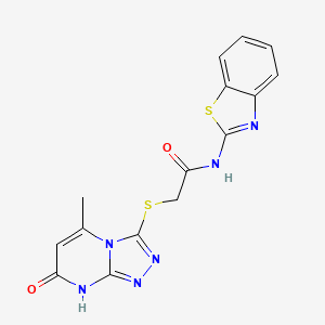 molecular formula C15H12N6O2S2 B11253210 N-(benzo[d]thiazol-2-yl)-2-((5-methyl-7-oxo-7,8-dihydro-[1,2,4]triazolo[4,3-a]pyrimidin-3-yl)thio)acetamide 