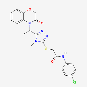 molecular formula C21H20ClN5O3S B11253284 N-(4-chlorophenyl)-2-({4-methyl-5-[1-(3-oxo-2,3-dihydro-4H-1,4-benzoxazin-4-yl)ethyl]-4H-1,2,4-triazol-3-yl}sulfanyl)acetamide 