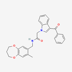 molecular formula C28H26N2O4 B11253292 2-(3-benzoyl-1H-indol-1-yl)-N-[(8-methyl-3,4-dihydro-2H-1,5-benzodioxepin-7-yl)methyl]acetamide 