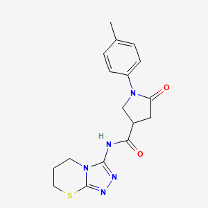 molecular formula C17H19N5O2S B11253314 N-(6,7-dihydro-5H-[1,2,4]triazolo[3,4-b][1,3]thiazin-3-yl)-5-oxo-1-(p-tolyl)pyrrolidine-3-carboxamide 