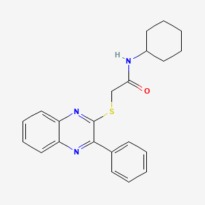 molecular formula C22H23N3OS B11253544 N-cyclohexyl-2-[(3-phenylquinoxalin-2-yl)sulfanyl]acetamide 