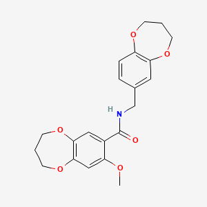 molecular formula C21H23NO6 B11253581 N-(3,4-dihydro-2H-1,5-benzodioxepin-7-ylmethyl)-8-methoxy-3,4-dihydro-2H-1,5-benzodioxepine-7-carboxamide 