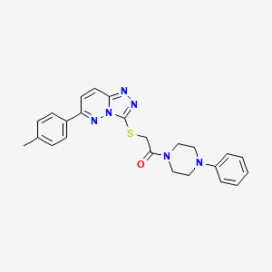 molecular formula C24H24N6OS B11253607 1-(4-Phenylpiperazin-1-yl)-2-((6-(p-tolyl)-[1,2,4]triazolo[4,3-b]pyridazin-3-yl)thio)ethanone 