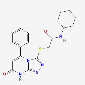 molecular formula C19H21N5O2S B11253907 N-Cyclohexyl-2-({7-oxo-5-phenyl-7H,8H-[1,2,4]triazolo[4,3-A]pyrimidin-3-YL}sulfanyl)acetamide 