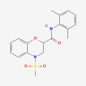 molecular formula C18H20N2O4S B11253995 N-(2,6-dimethylphenyl)-4-(methylsulfonyl)-3,4-dihydro-2H-1,4-benzoxazine-2-carboxamide 